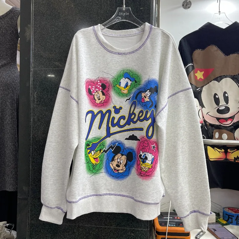 2025 New Autumn Cartoon Top Sweatshirt For Women's American Style Pullover Youthful Loose Top Hoodies Jacket 4 Colors Available