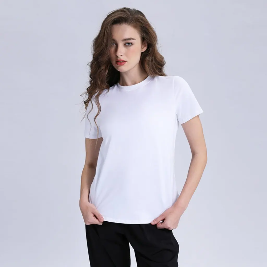 

Женская футболка Love с круглым вырезом и короткими рукавами, высокоэластичный, дышащий, впитывающий пот, универсальный спортивный топ из смеси хлопка