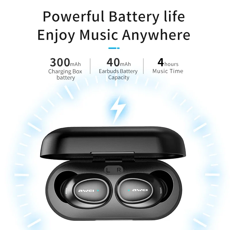 Awei T16 TWS بلوتوث 5.4 سماعات أذن مع ميكروفون لاسلكي داخل الأذن HiFI باس صوت ستيريو سماعة HiFi الموسيقى سماعة أذن رياضية