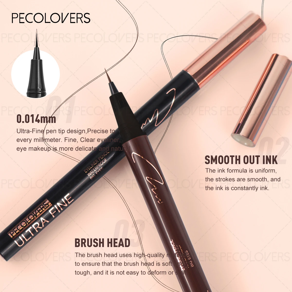 1PC 0.01mm Ultra-fine Liquid Eyeliner, Waterproof and Sweatproof, Quick-drying, Liquid Eyebrow Pencil, Suitable for Daily Makeup