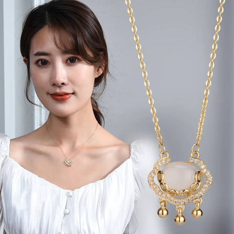 Xiangyun Ruyi Peace Lock, Women's Longevity Lock, Qixi Festival Gift, Love Necklace, Titanium Steel necklace