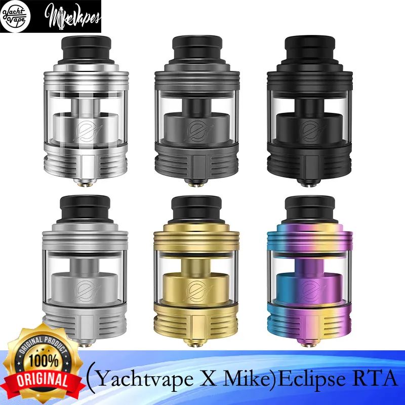 

Оригинальный бак для вейпа Yachtvape X Mike Vapes Eclipse RTA, 2,0 мл/3,5 мл, 24 мм, атомайзер с верхним наполнением, 4 слота, бесступенчатый бак 24 мм, DIY RTA