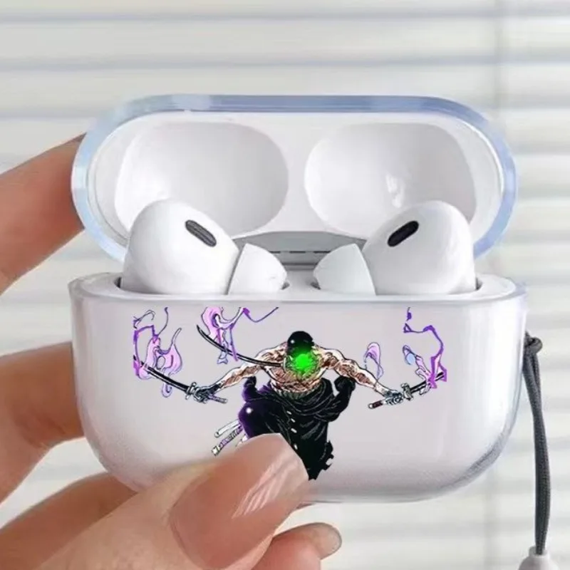เคสหูฟัง ONE PIECE โรโรโนอา โซโล สำหรับ AirPods 1 2 3 4 ลายอนิเมะ โปร่งใส กันกระแทก สำหรับ AirPods Pro Pro2 ของขวัญ