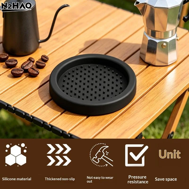 Round Silicone Coffee Tamper Mat, Anti-slip Espresso Portafilter Pad, Barista Counter Tamping Base For Coffee Grinding