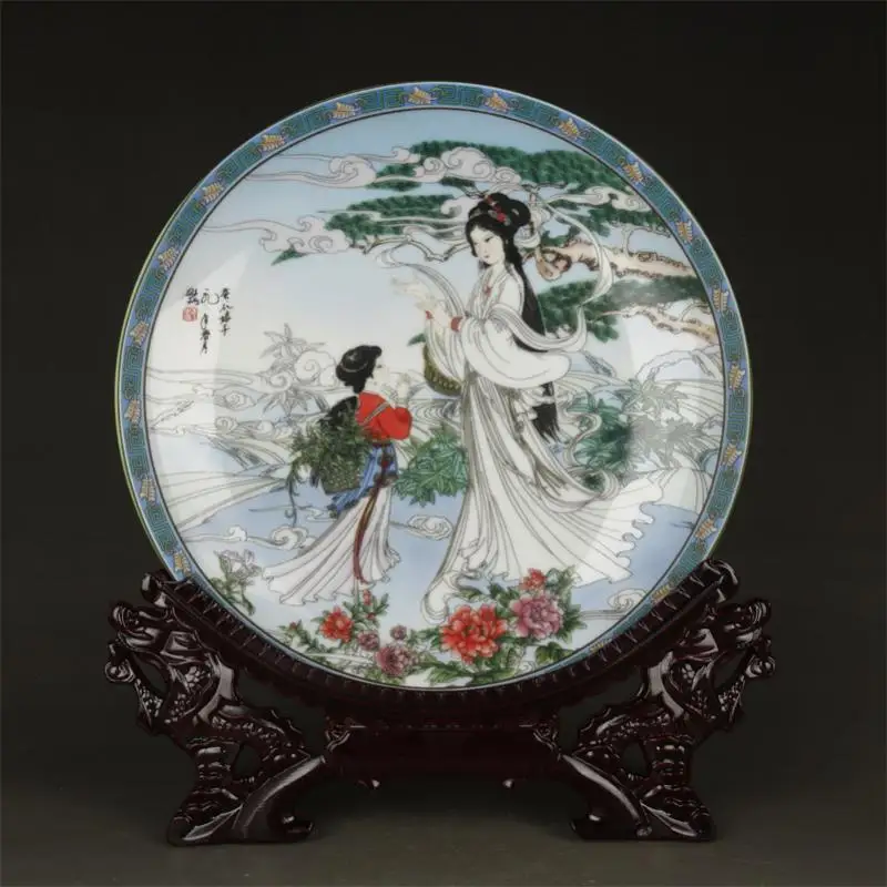 1990s Jingdezhen Export Old Factory West Lake Story Series Reward Hunker Plate Stock Old Porcelain Old Goods Collection