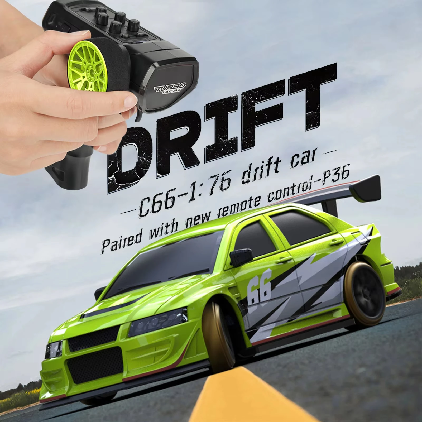 Turbo Racing 1:76 C66 Drift RC Car with Gyro Full Proportional 2.4G 5CH Radio Remote Control RTR Desktop Toys For Christmas Gift