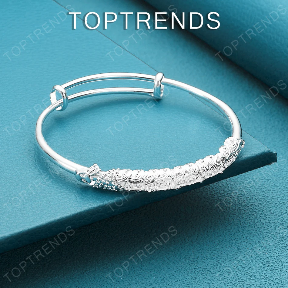 Hot-Selling 925 Sterling Silver Peacock Push-Pull Bangle For Women High-Quality Jewelry Accessories For Engagement Wedding Party