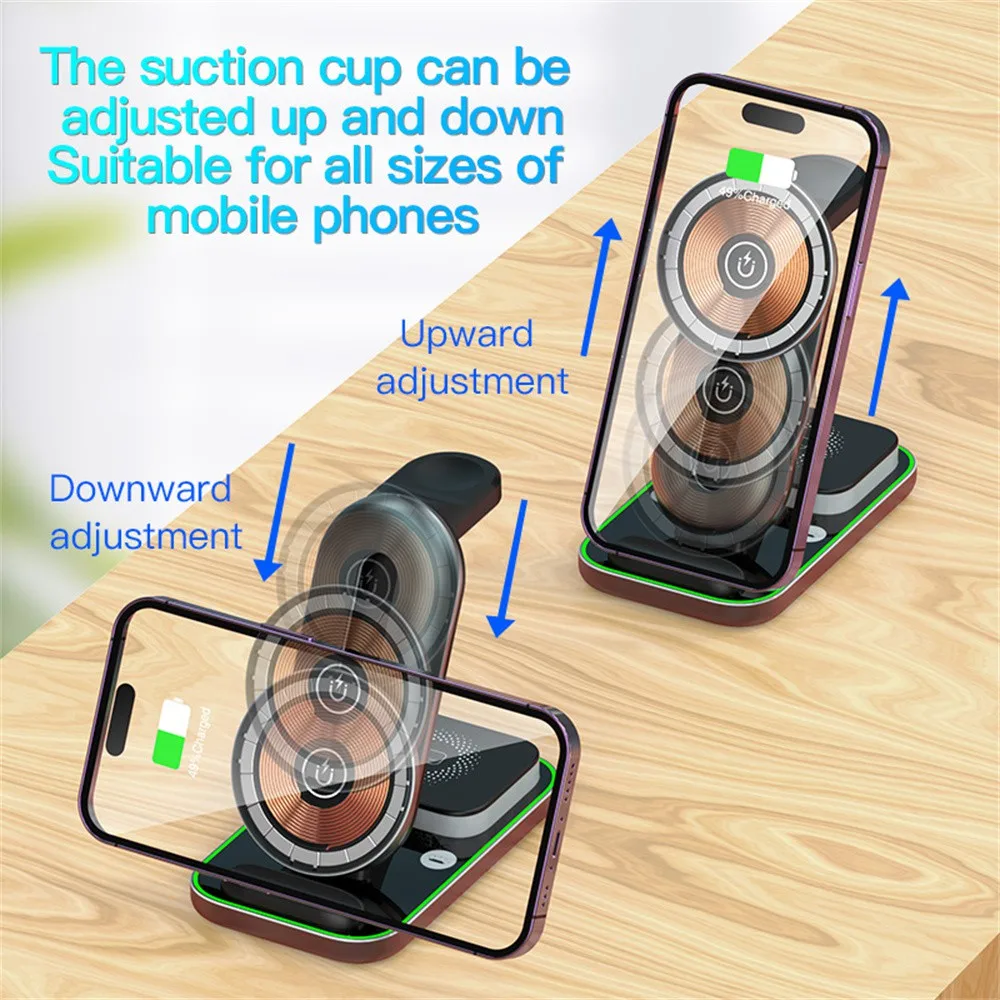 New Magnetic Wireless Charger Holder Stand For iPhone 14 13 12 Pro Max Apple Watch SE 8 7 Airpods Magsafe Fast Charging Station