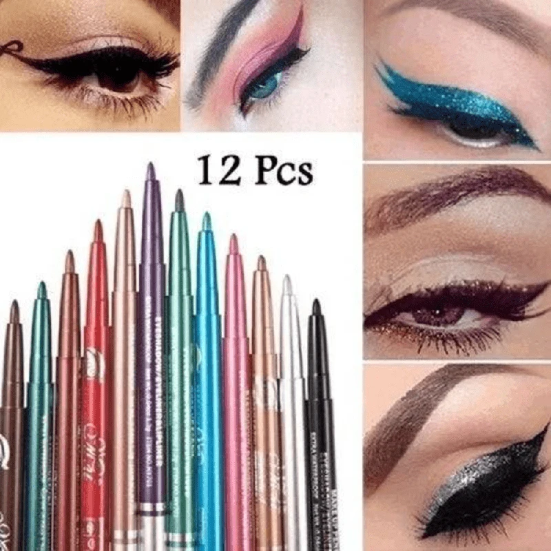 

12 Colours Colourful Eyeliner Liquid Waterproof Matte Liquid Quick Drying Eyeliner Pen Long Lasting Korean Makeup Cosmetic