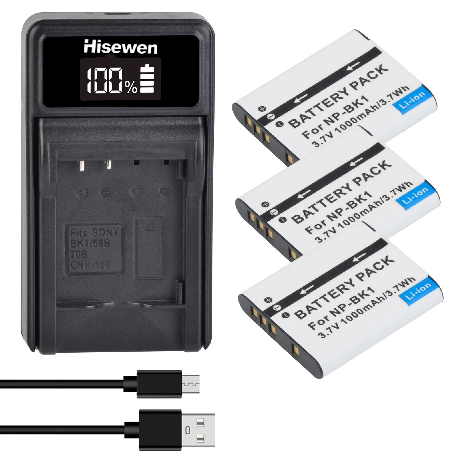 NP-BK1 NP BK1 Bateria 1000mAh Battery +LED USB Charger For Sony Cybershot S780 S950 S980 W190 W370 W180 DSC-S950 MHS-PM1 MHS-PM5 image 3
