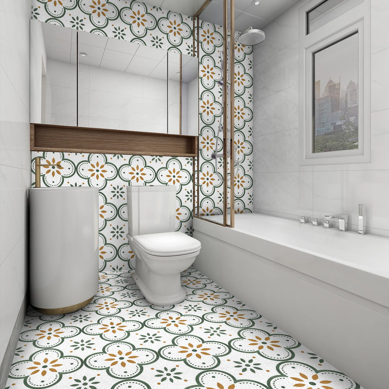 ملصقات جدارية أرضية مقاومة للم - مراجعة Home Bathroom Remodel وسعره