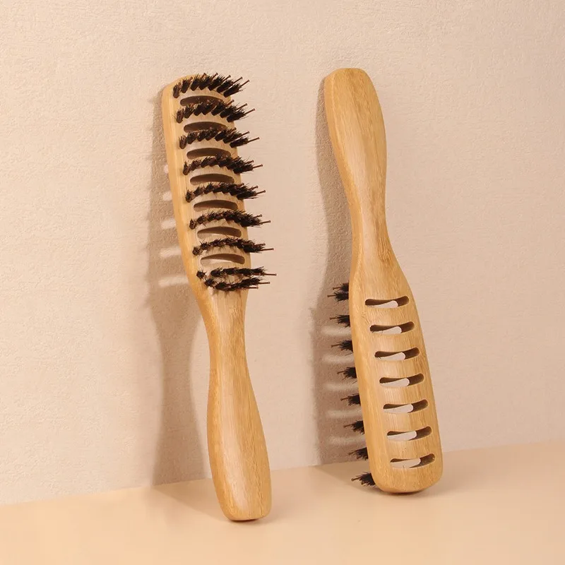 

1pc Ribbed Comb for Men Bristle Fluffy Hair Brush Salon Hairdressing Bamboo Massage Rib Hair Comb Scalp Barber Hair Styling Comb