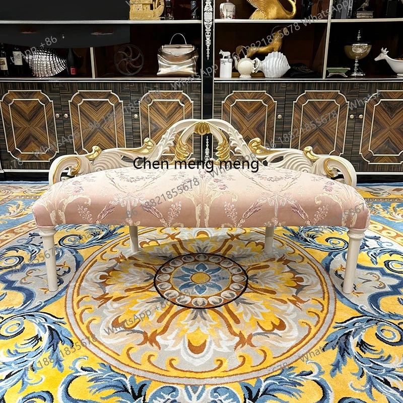 French tailstool European fabric beauty couch new embroidery lazy recliner bedroom shoe changing stool