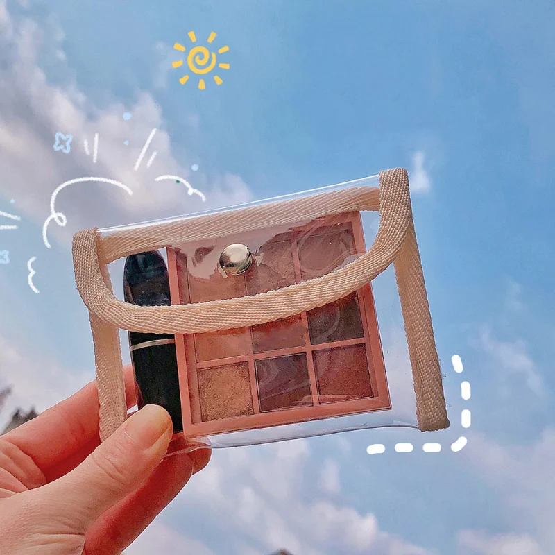 Bolsa de almacenamiento de cosméticos pequeña transparente para mujer, bolso de Pvc a la moda para lápiz labial, llaves, auriculares electrónicos,