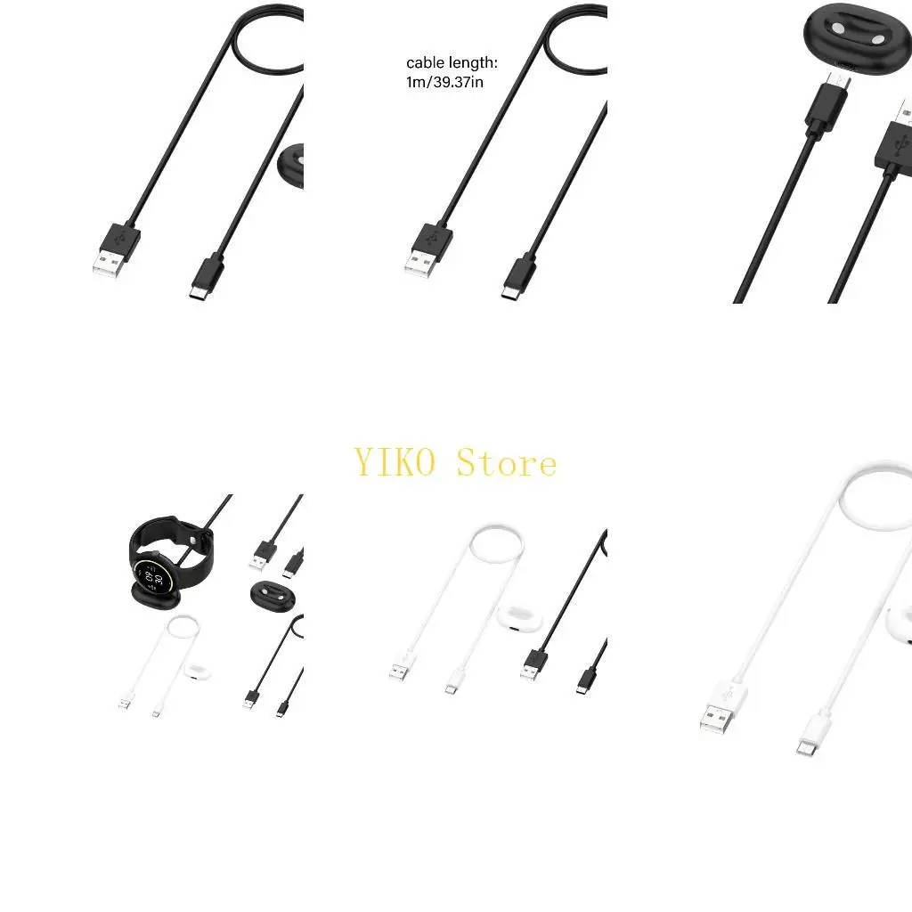 K32C USB-A Charging Cable Set for Watch 4 with Detachable Dock, 1m Cord