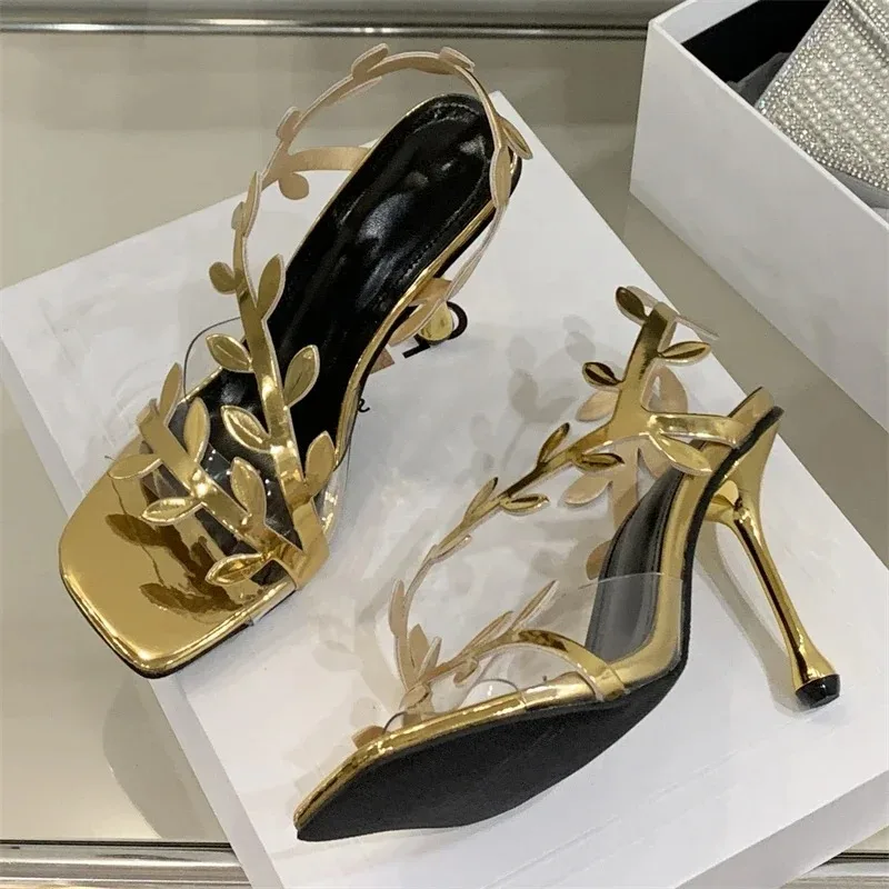 

Summer High Heel Sandals Sexy Design Square Toe Women Sandals Fashion Shoes for Womne Band Thin Heels Banquet Prom Slip-on Shoes
