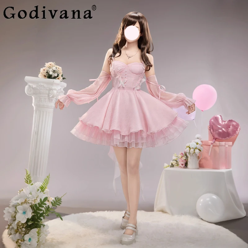 

Love and Deep Space Protagonist Dress Women's Dreamy Heart Cosplay Costume Pink Dress Female Game Anime Role Play Dress