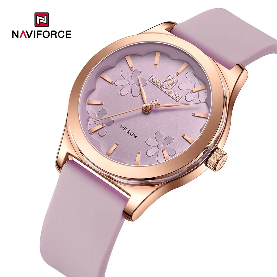 NAVIFORCE-Montre-bracelet à quartz en silicone pour femme, horloge de sport, cadeau pour fille, livraison directe