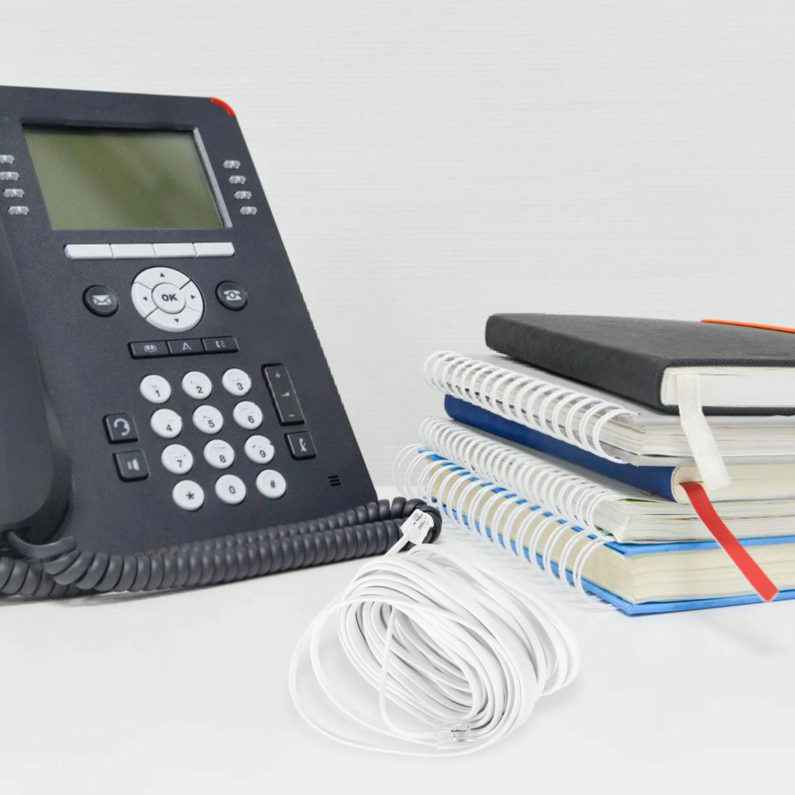 

Premium Telephone Line Cable Phone Landline Extension White Durable Long for Office Home Stable Signal Transmission for Landline