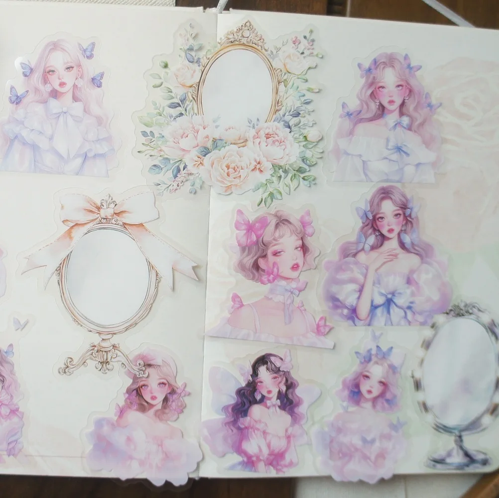 

15 Pcs Beautiful Women Who Like To Look in The Mirror Design Pvc Sticker Gift Tag Decoration Scrapbooking DIY Sticker