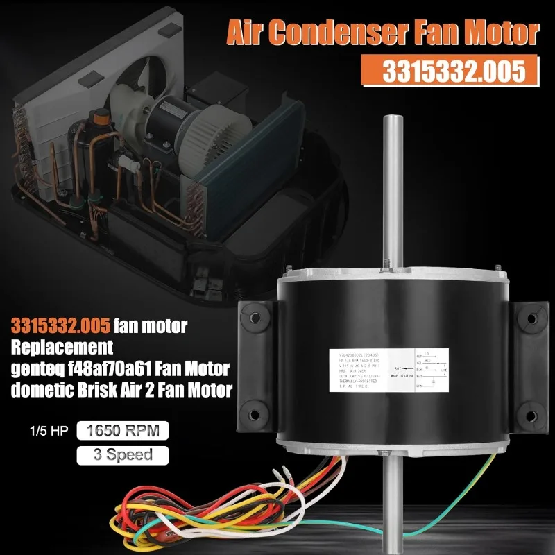 3315332.005, 3315332.005 Fan Motor Replacement genteq F48AF70A61 Fan Motor, Dometic Brisk Air II Fan Motor, OEM Replacement