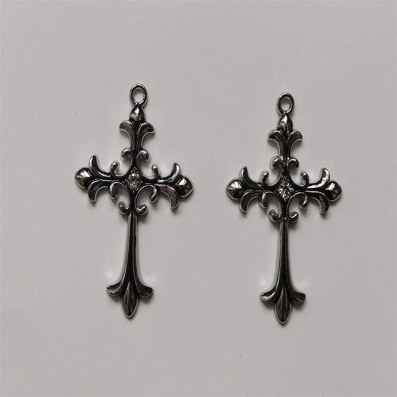 2Pcs 40x59mm Gothic Style Retro Rhinestone Cross Charms Pendant Designer Charms Fit Jewelry Making DIY Jewelry Findings