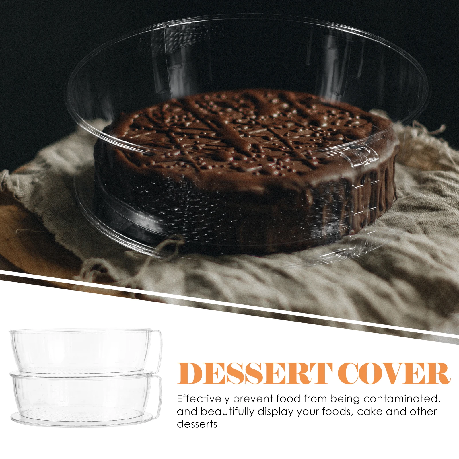 

2pcs Food Covers Plastic Stackable Kitchen Food Protectors Transparent Dish Covers For Cake Dessert Display Insulating Snack