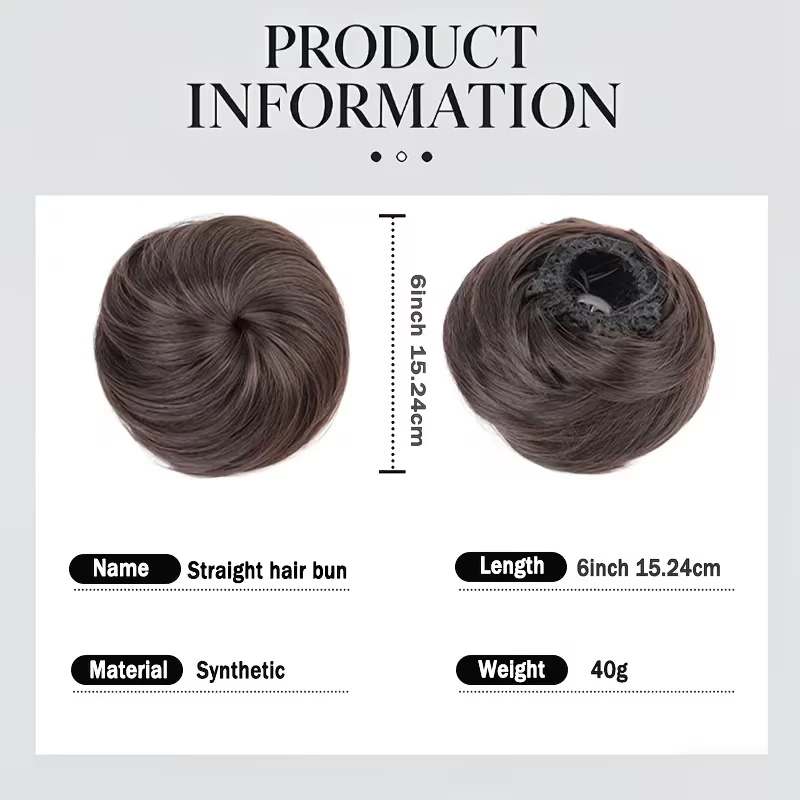 Synthetic Hair Bun Extensions for Women Natural Looking Clip In Messy Hair Bun Easy Wear Chignon Hairpiece for Daily Wedding ﻿
