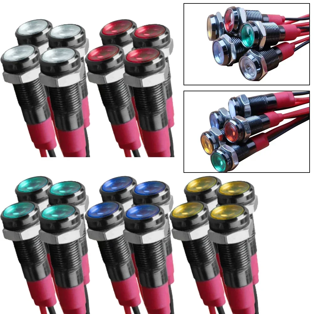 4Pcs 6mm LED Indicator Light 12-24V Waterproof Signal Light Metal Panel Light For Pilot Lights, And Indicator Lights