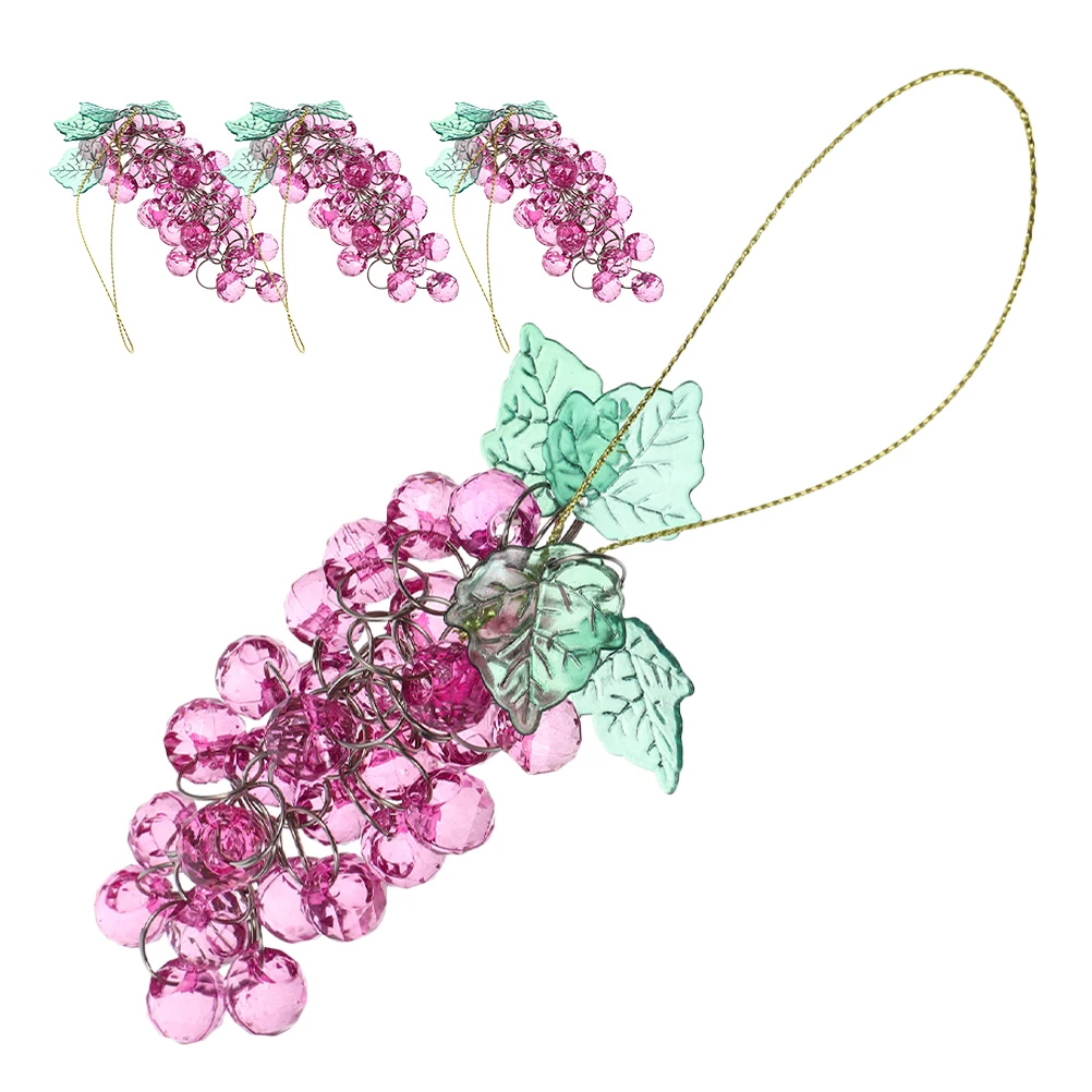 

4Pcs Acrylic Grape Hanging Decor Beaded Grape Bunch Simulation Fruits for Party Wedding Christmas Decoration Home Gift