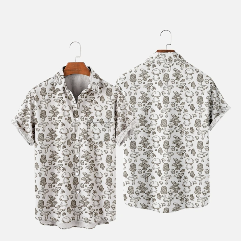 

Men's Hawaiian T-Shirt For Women Mushrooms Pattern 3D Printed Hombre Fashion Shirt Casual Beach Oversized Clothes 6