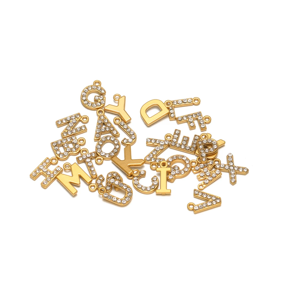5Pcs Stainless Steel Zircon Letter Charms A-Z Alphabet Pendants for Earrings Necklace Making DIY Exquisite Jewelry Accessories image 4
