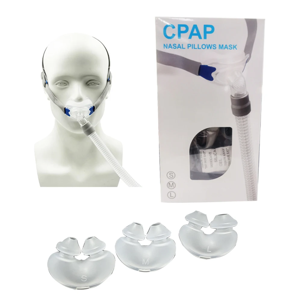 Назальная маска PII CPAP с подушечками, полный комплект с отсоединяемым оголовьем, включает трубку, 3 размера носовых подушечек S/M/L