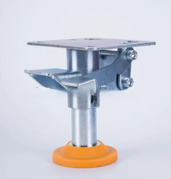 Iron Galvanized Adjustable Trolley Cart Floor Lock Brake Caster Wheel Floor Lock For 4~5in Casters With TPU Pad