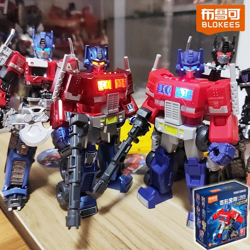 

Blokees Transformers Shining Version 2 Blind Box Set Optimus Prime Soundwave Action Figures Model Collectible Robot Toys Gift