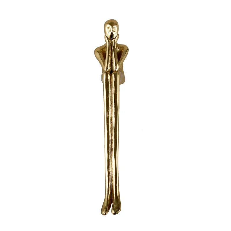 

Brass Handle Nordic Modern Simple Wardrobe Door Cabinet Drawer Luxury Humanoid Copper Cabinet Creative Long Handle Drawer Knobs