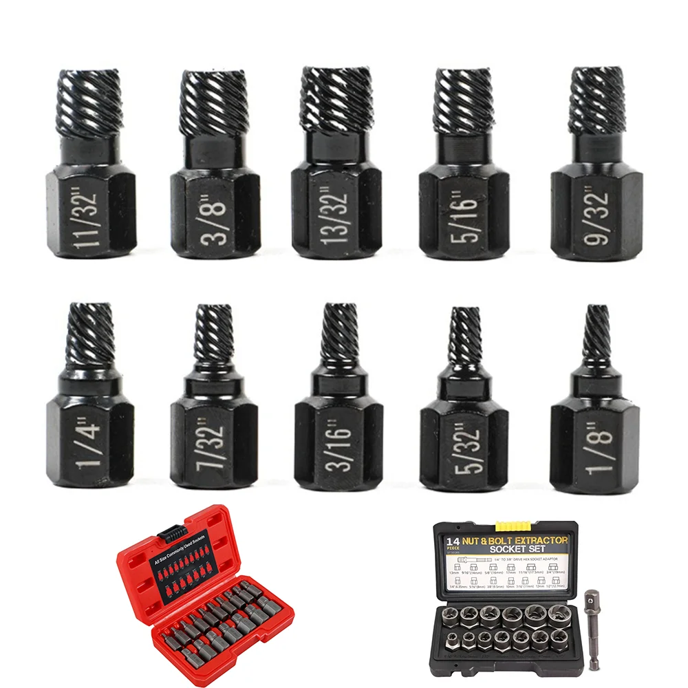 Damaged Screw Extractor Drill Bit Set Hex Head Easy Out Bolt Extractor Spiral Broken Screw Remover Tool for Nuts Bolts
