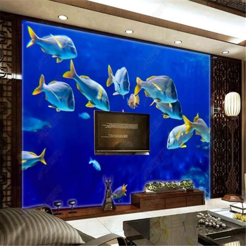 

Ocean Park deep-sea fish mural wallpapers for living room clownfish blue TV living room background wall papers home decor