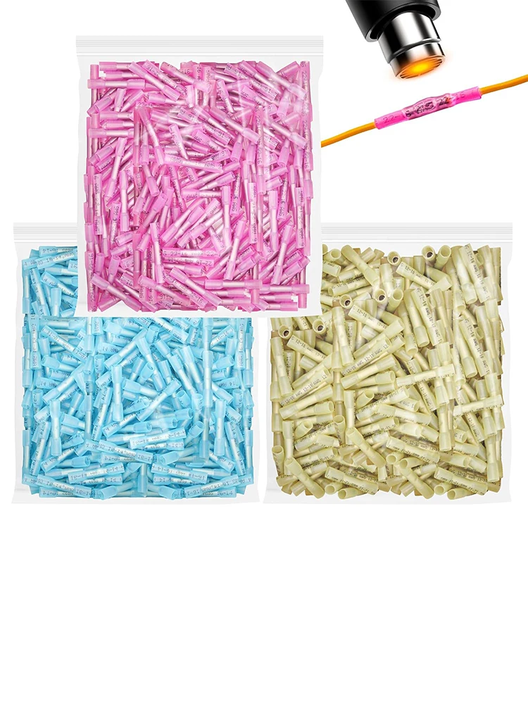 100 stks Waterdichte Krimpkous Draad Connectors Kit, Automotive Elektrische Connector Terminals Kit Butt Splices Connector 22-10AWG - afbeelding 2