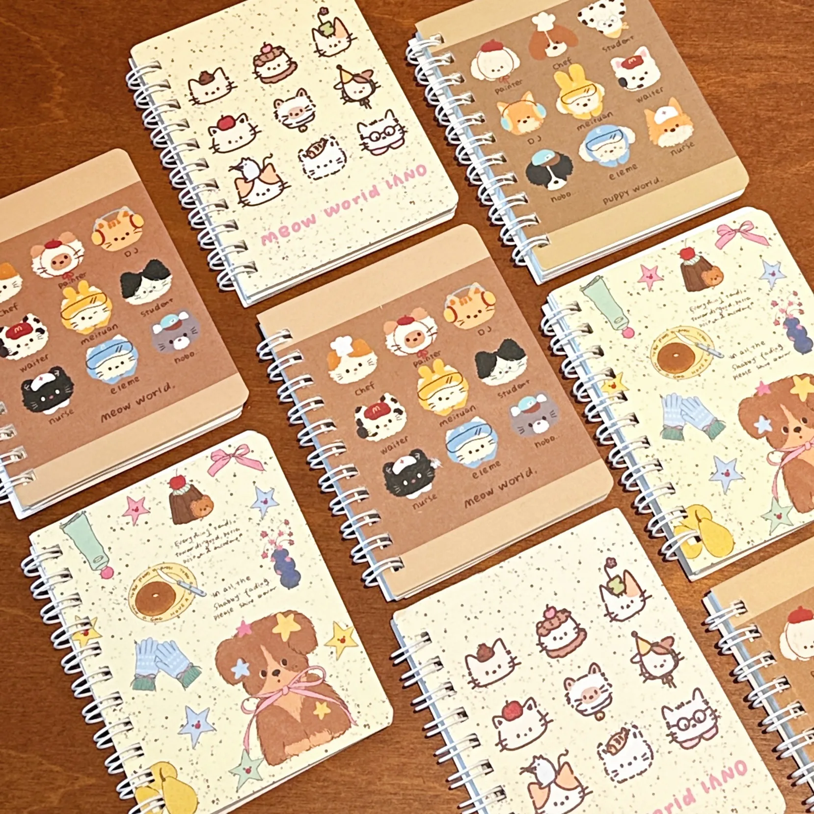 1/4 كتب لطيف الكرتون لطيف الحيوانات الأليفة لفائف دفتر المحمولة جيب دفتر A7 دفتر صغير طالب الإبداعية دفتر #6