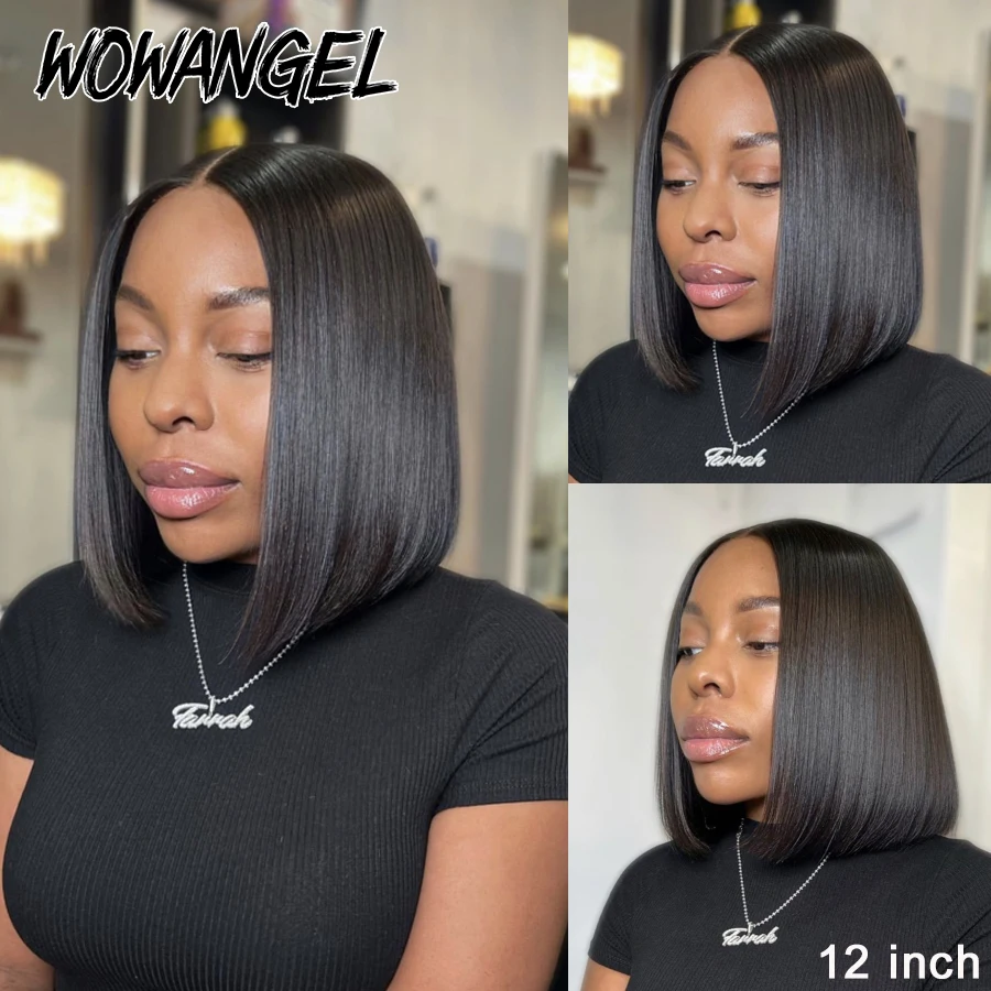 Kim K-Straight Bob Wig para Mulher, HD Lace Encerramento, Peruca Glueless, Perucas de Cabelo Humano, Parte Profunda, Pré Arrastado, Derreter Skins, Pronto para Vestir, 2x6