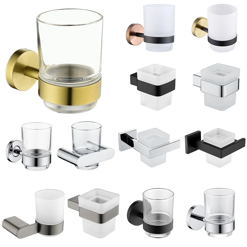 Toothbrush Holder Stainless Steel Toothbrush Tumbler&Cup Holder Wall Mount Bathroom Hardware Accessores