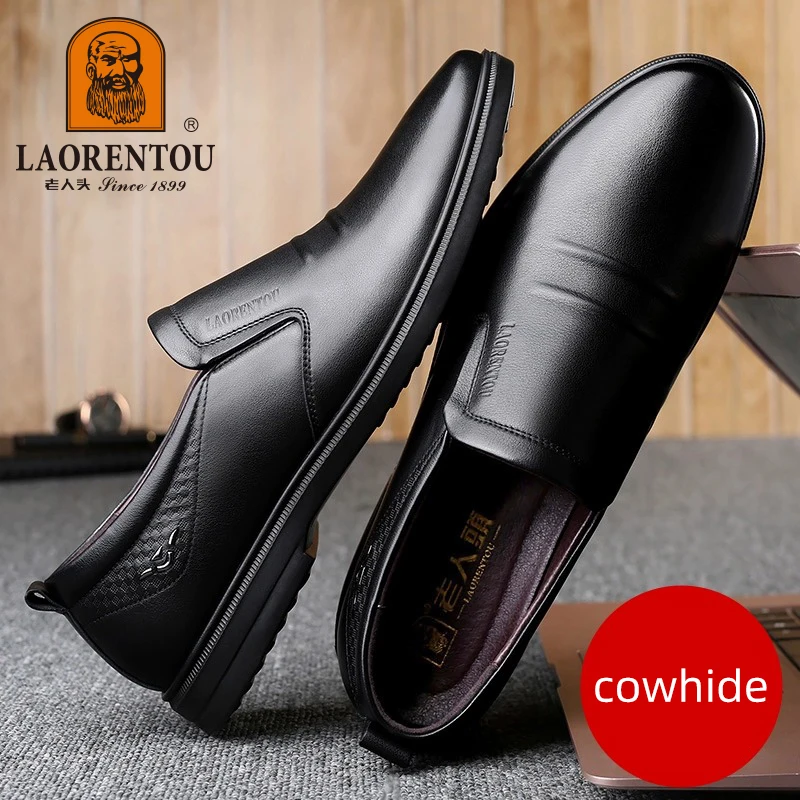 breathable summer hollow out middle-aged men\'s business casual leather shoes, genuine leather soft sole casual men\'s shoes