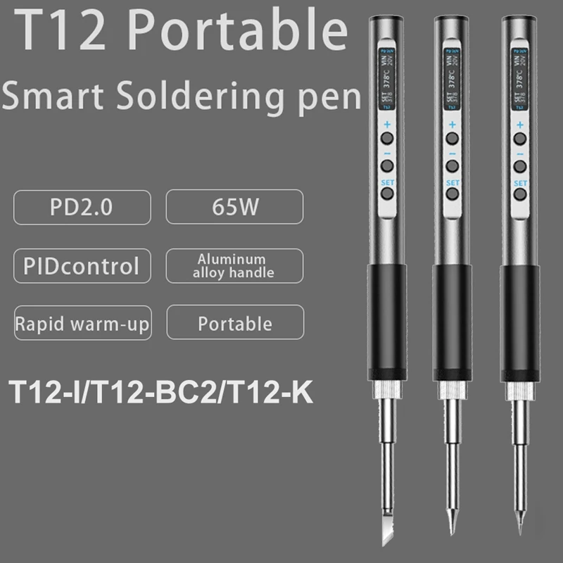 PTS100 T12 65W OLED Display Welding Pen Fast Melting Tin Welding Tool Hand-Held Corrosion Resistance