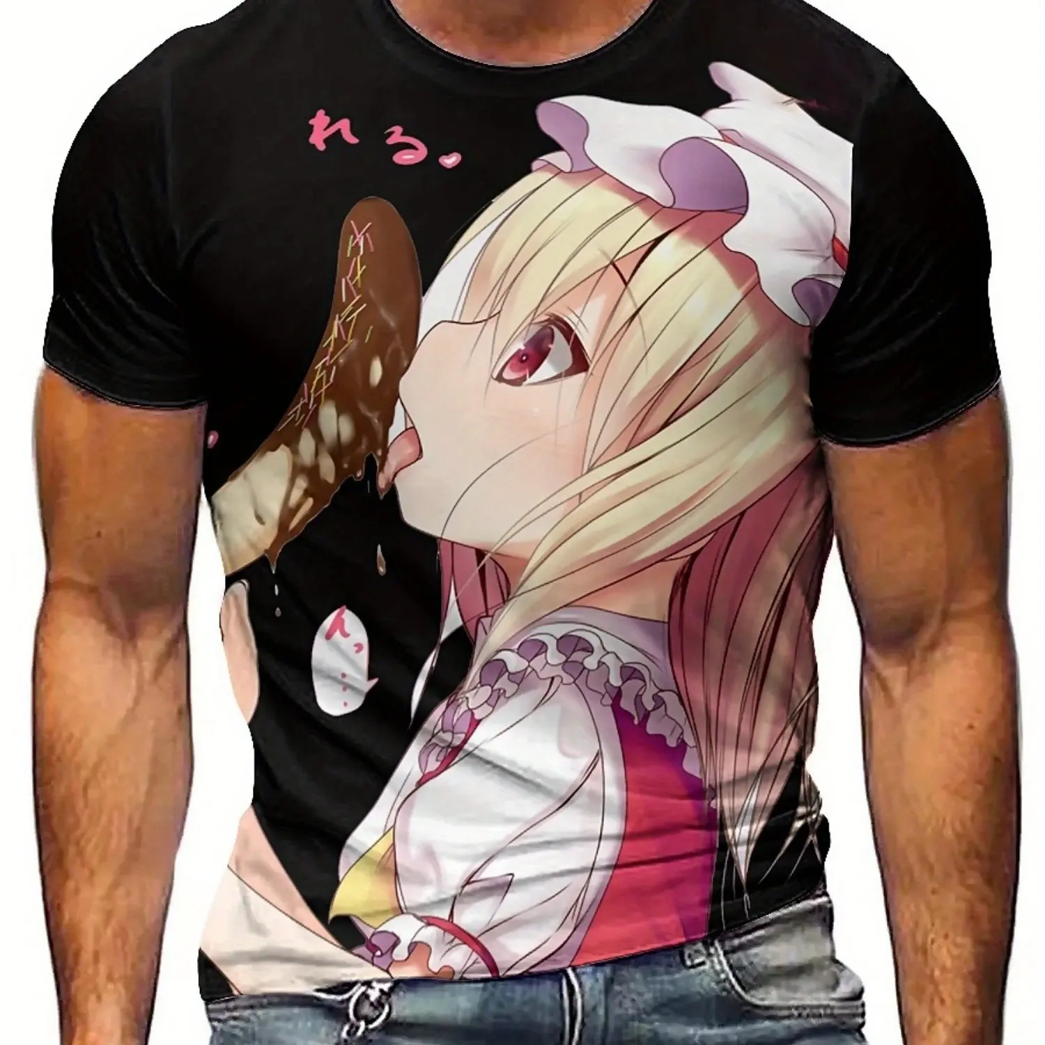 Męska koszulka z grafiką anime 3D - miękki poliester, krótki rękaw, okrągły dekolt, codzienna koszulka letnia