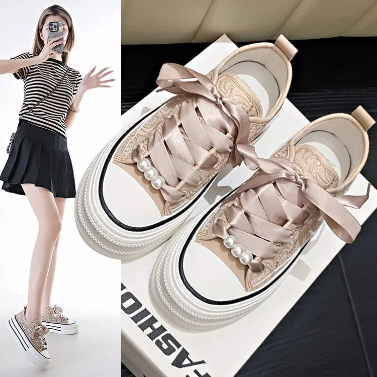 2024 New Breathable Vulcanized Shoes Women Casual Platform Sneakers Summer Thick Bottom Low Top High quality canvas shoes