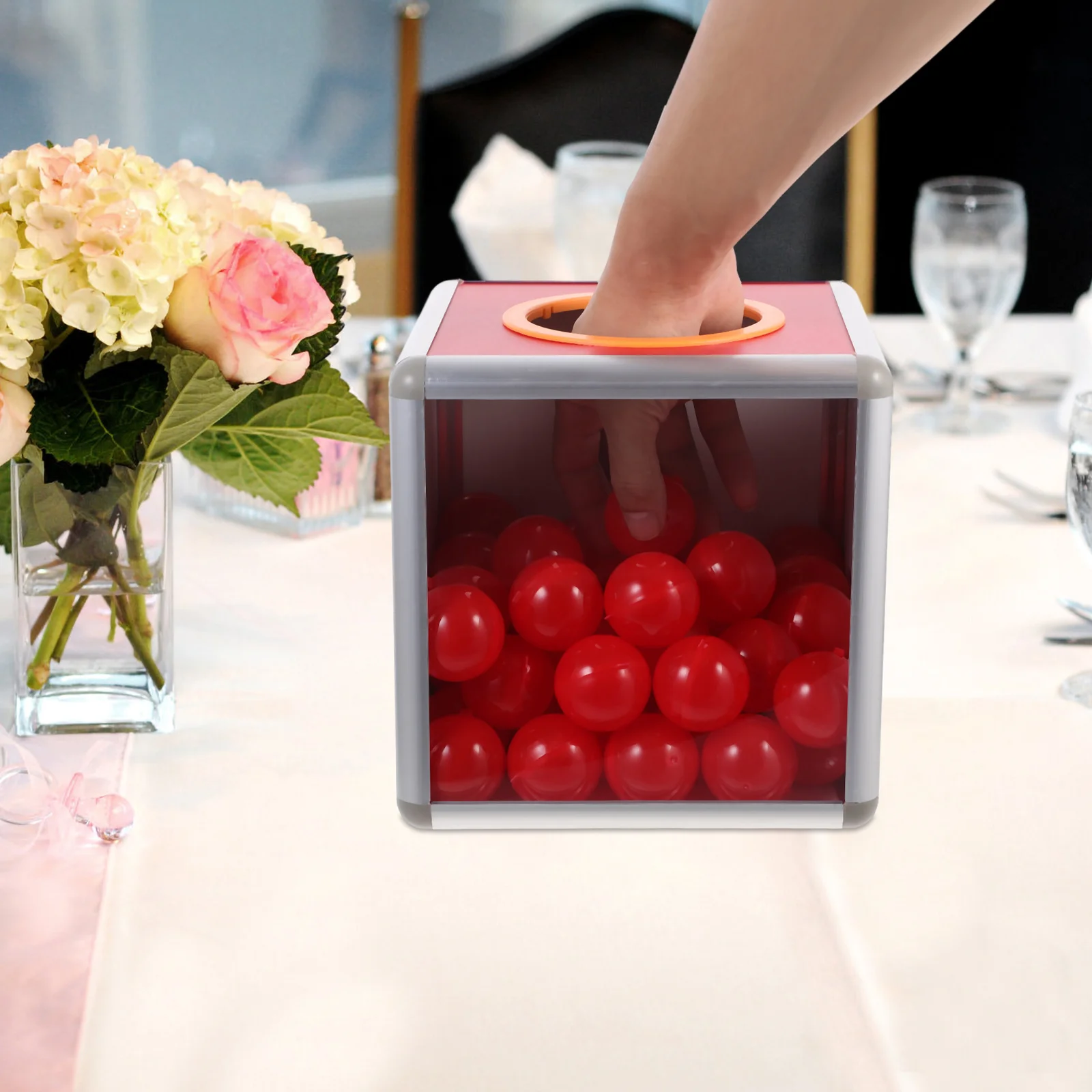 50pcs Lottery Boxes Square Raffle Ball Box 20Cm Red Multifunctional Ticket Voting Donation Storage Container For Fundraising