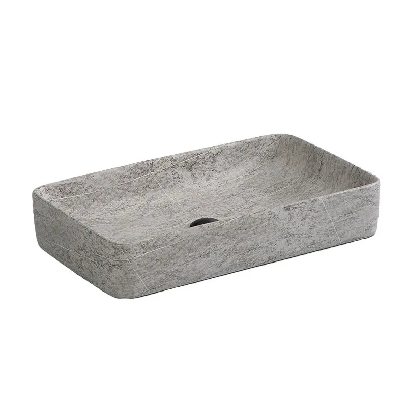 Modern Western ceramic wash basin rectangular porcelain material art installation bathroom bathroom