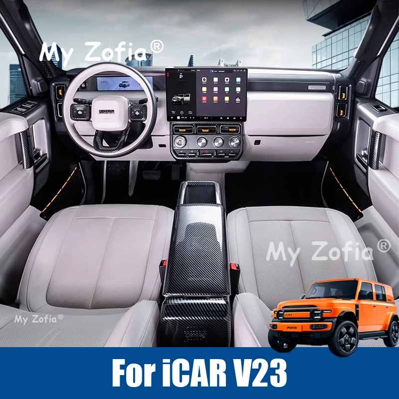 

For Chery iCAR V23 iCAUR V23 2025 2026 ABS Plastic Carbon fiber Pattern Interior Decoration Cover Stickers Trim Accessories