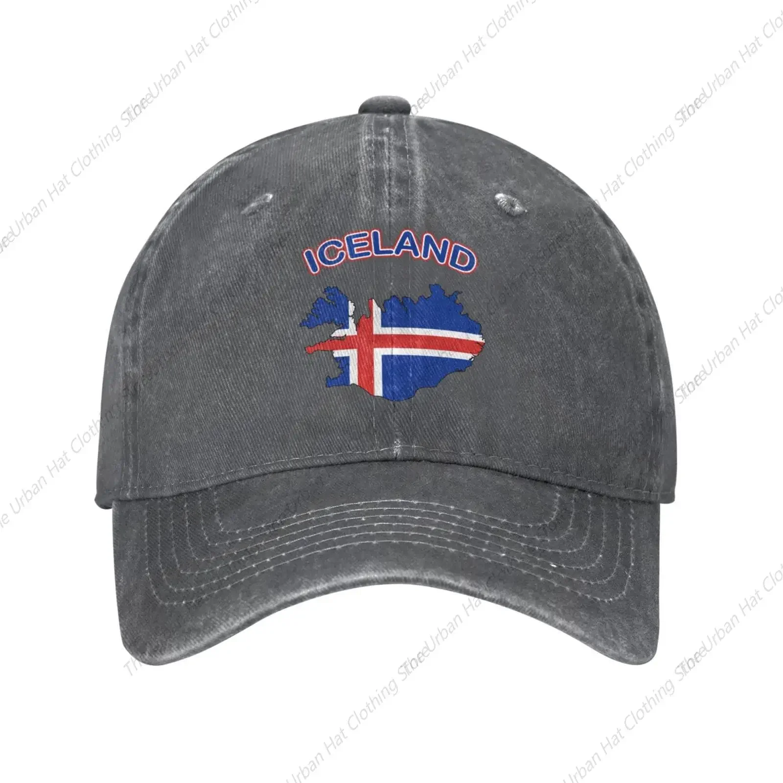 Women Men Adjustable Baseball Cap with Iceland Flag Map Pattern, Dad Snapback Hip Hop Hats for Male Female Daily